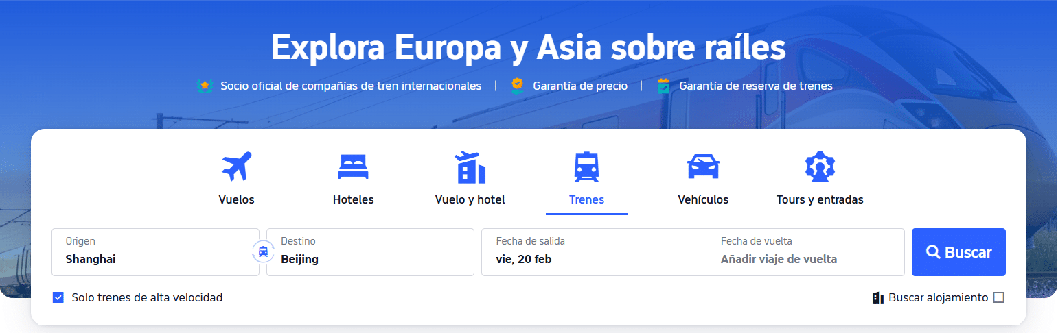 Plataformas recomendadas para comprar tus billetes de tren en China (¡la mejor Trip.com!)
